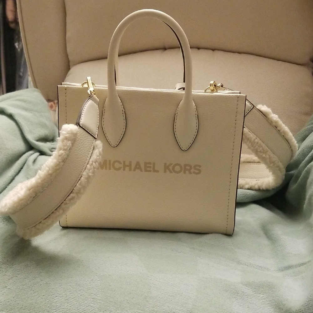 Michael Kors  Mirella Cream Satchel  Leather  Small  Hand  Bag